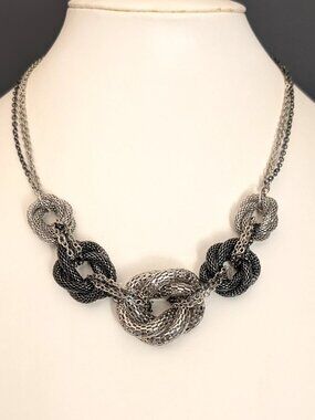 Silver and gray mesh necklace